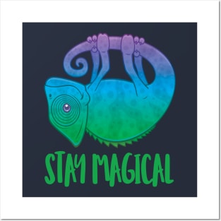 Stay Magical Levitating Chameleon Posters and Art